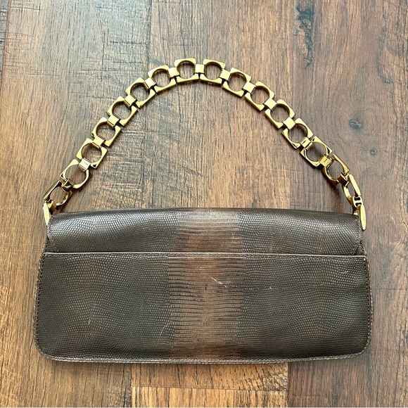 COLE HAAN bronze metallic leather baguette bag / clutch, NWOT - Picture 3 of 16